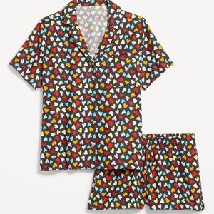 NWT Old Navy flannel heart PJ set in XL